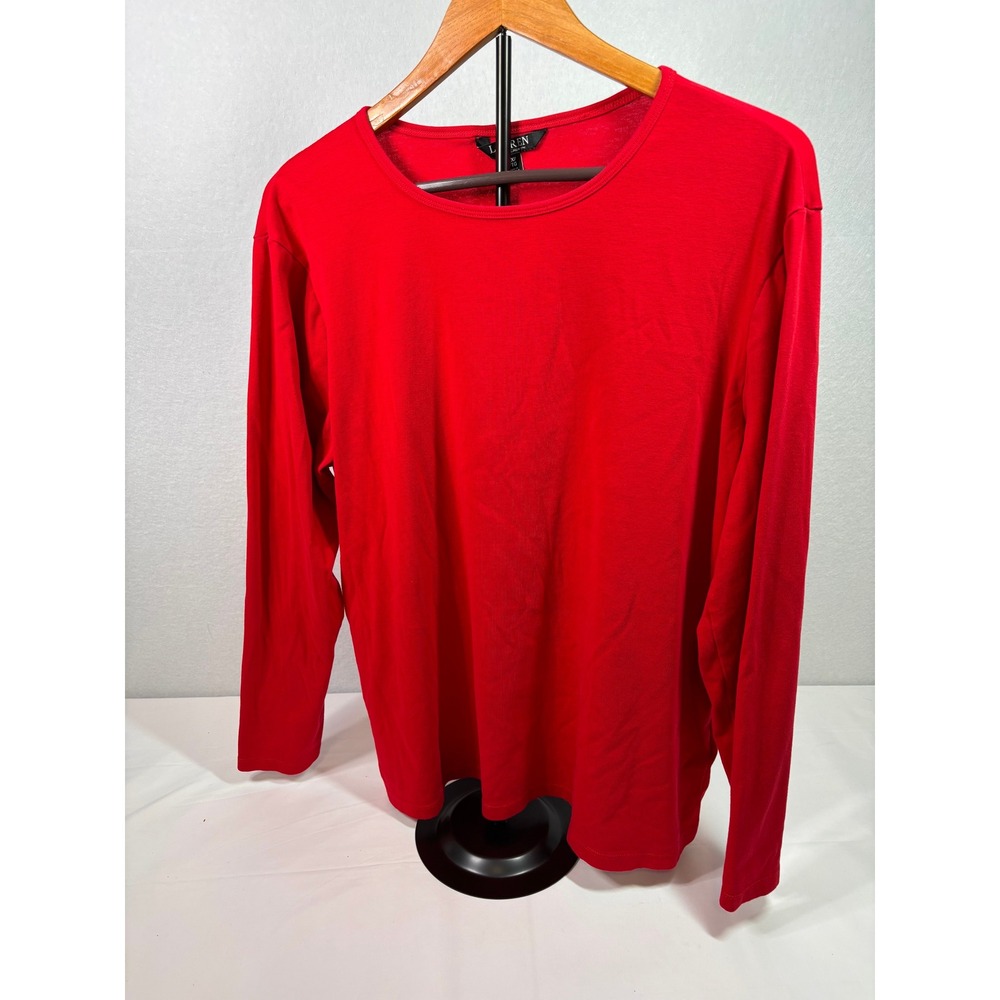 Lauren Ralph Lauren Womens Red Long Sleeve Crew Neck Knit Top 2X Plus Size